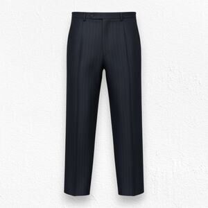 1980s Vintage Burberry Navy Pinstripe Wool Straight Leg Mens Suit Pants Size 42